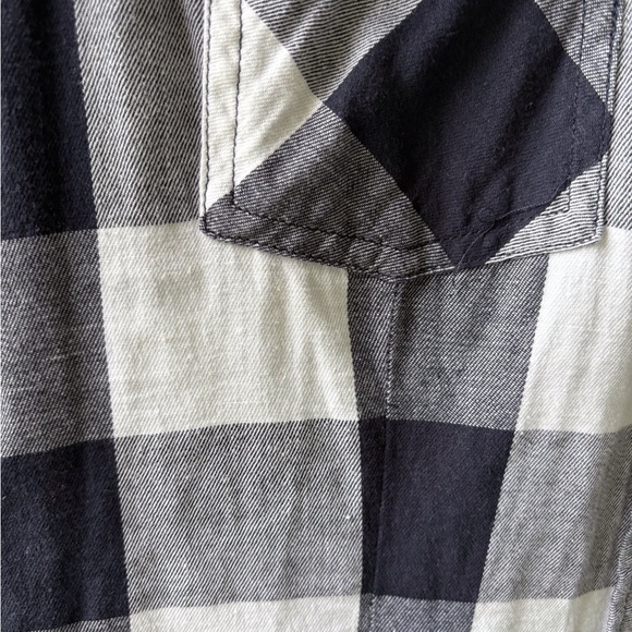Thread & Supply Navy/White Check Button Up Long Sleeve Women Size L Pockets - Picture 8 of 10